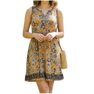Market & Spruce Stitch Fix Size L Auria Embroidered Mini Dress Yellow Floral